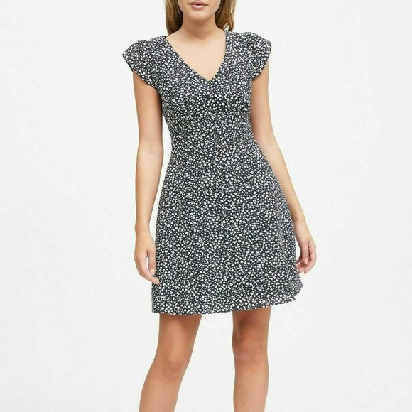 Banana Republic Navy Ditsy Floral Linen Cotton Button Front Mini Dress 6 NWT - Picture 1 of 2
